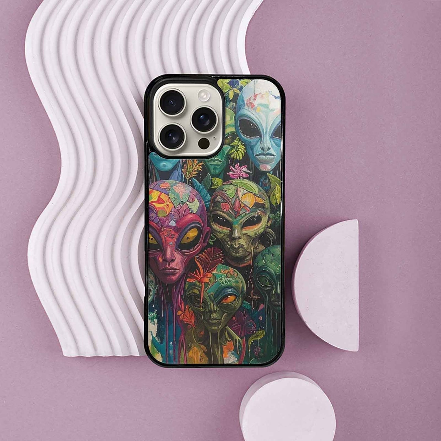 iPhone 16 Pro Max Case — Aliens Pattern Hundreds Of Sma Cbj, Custom Printed Phone Case