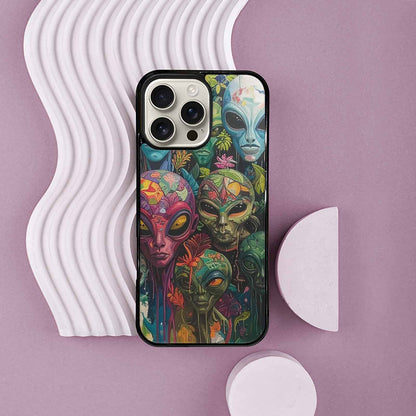 iPhone 16 Pro Max Case — Aliens Pattern Hundreds Of Sma Cbj, Custom Printed Phone Case