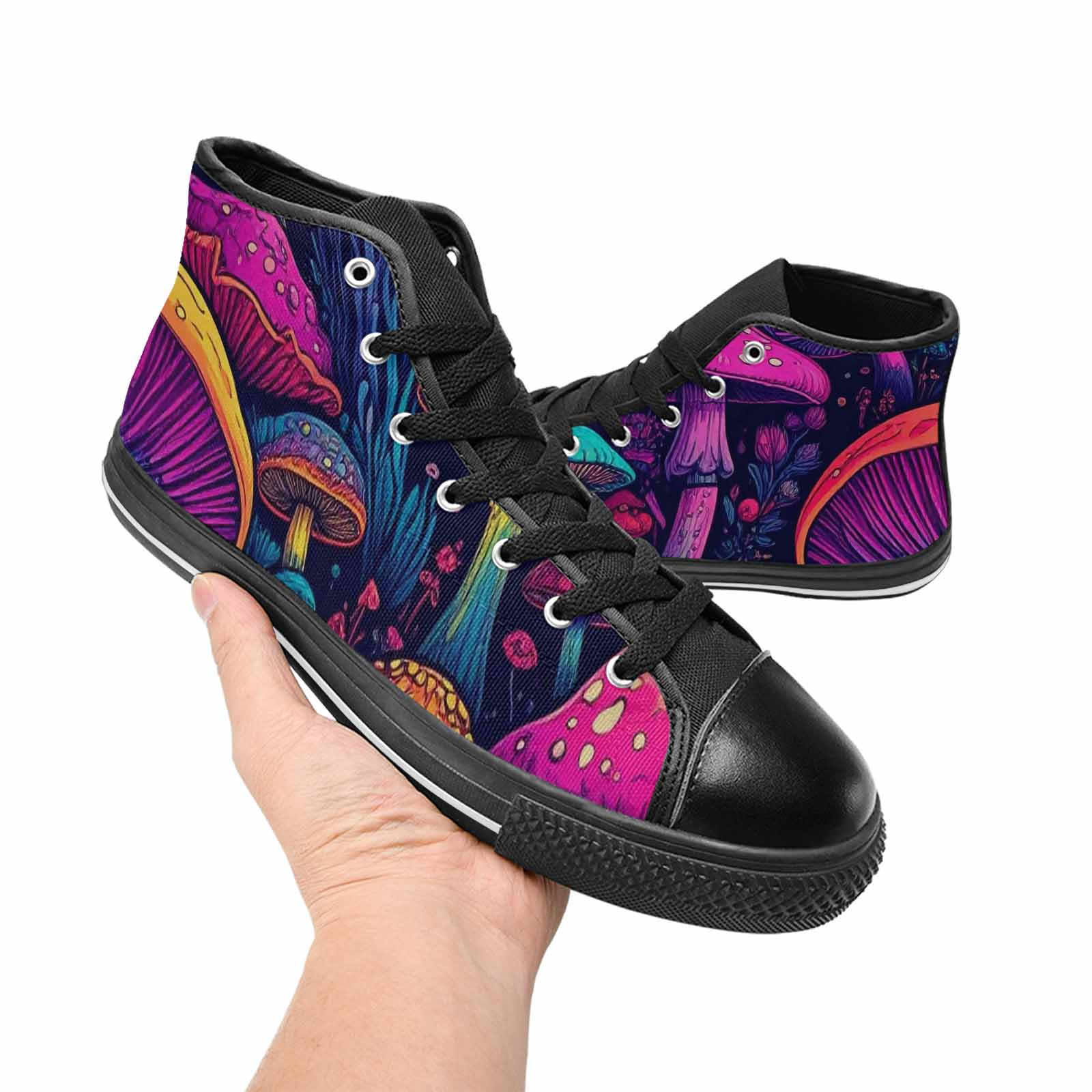 MEN'S Psychedelic Mushroom High Top Canvas Surreal Custom Shoes