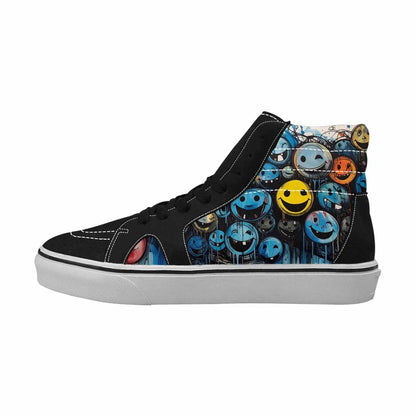 MEN'S Melting Moon Smiley High Top Canvas Wallpaper Art Sneakers