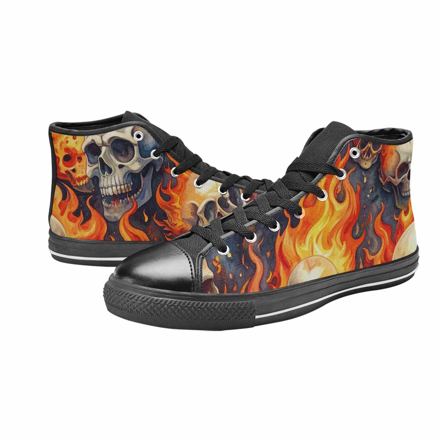 MEN'S Skulls - Flaming High Top Canvas Dark Academia Sneakers