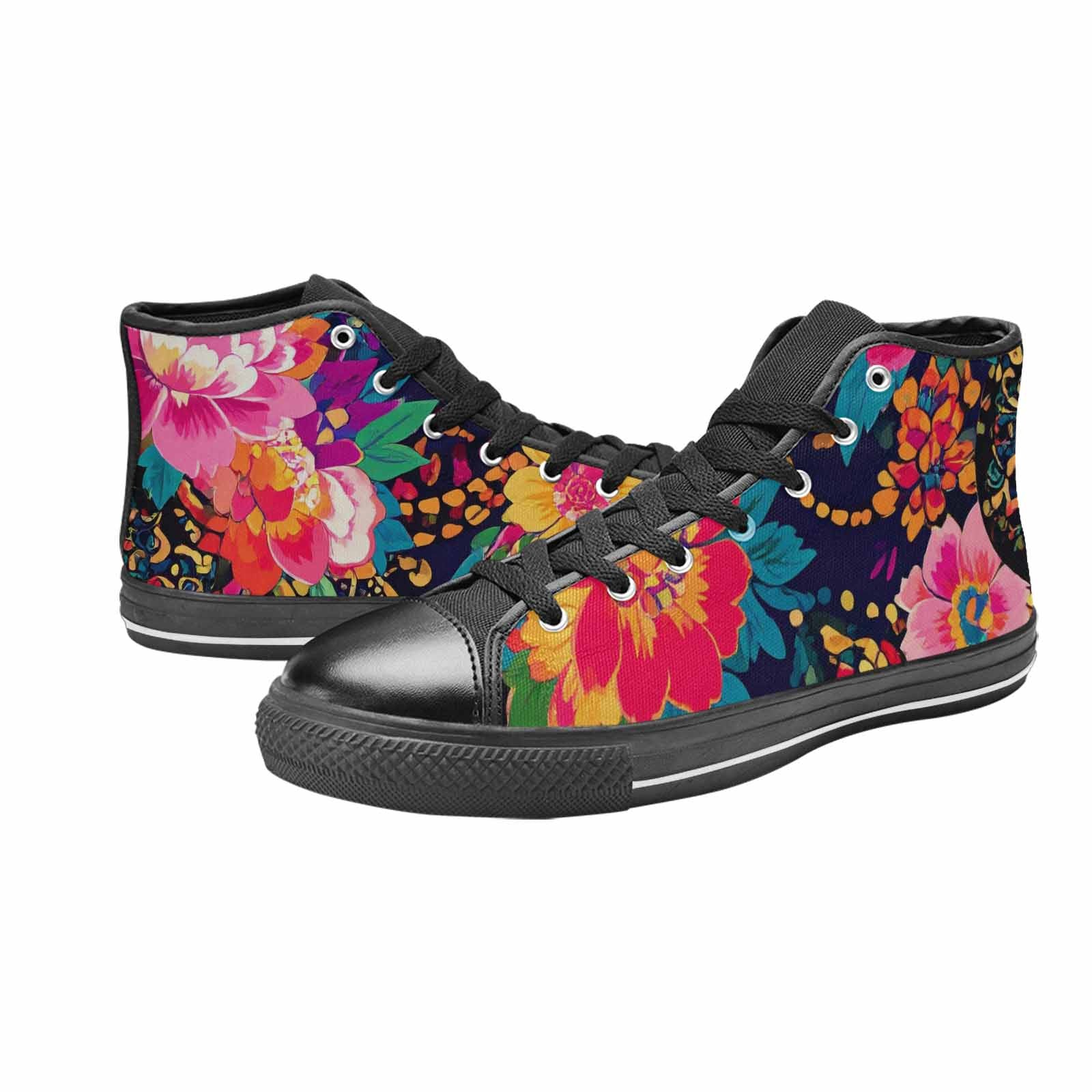 MEN'S Floral Snake Print High Top Canvas Dreamcore Sneakers