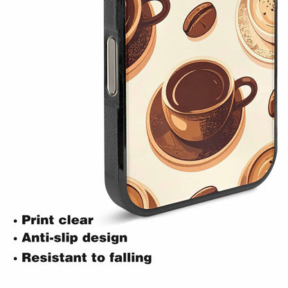 iPhone 16 Pro Max Case — Coffee Cup And Bean Pattern Seamless, Original Design Phone Case