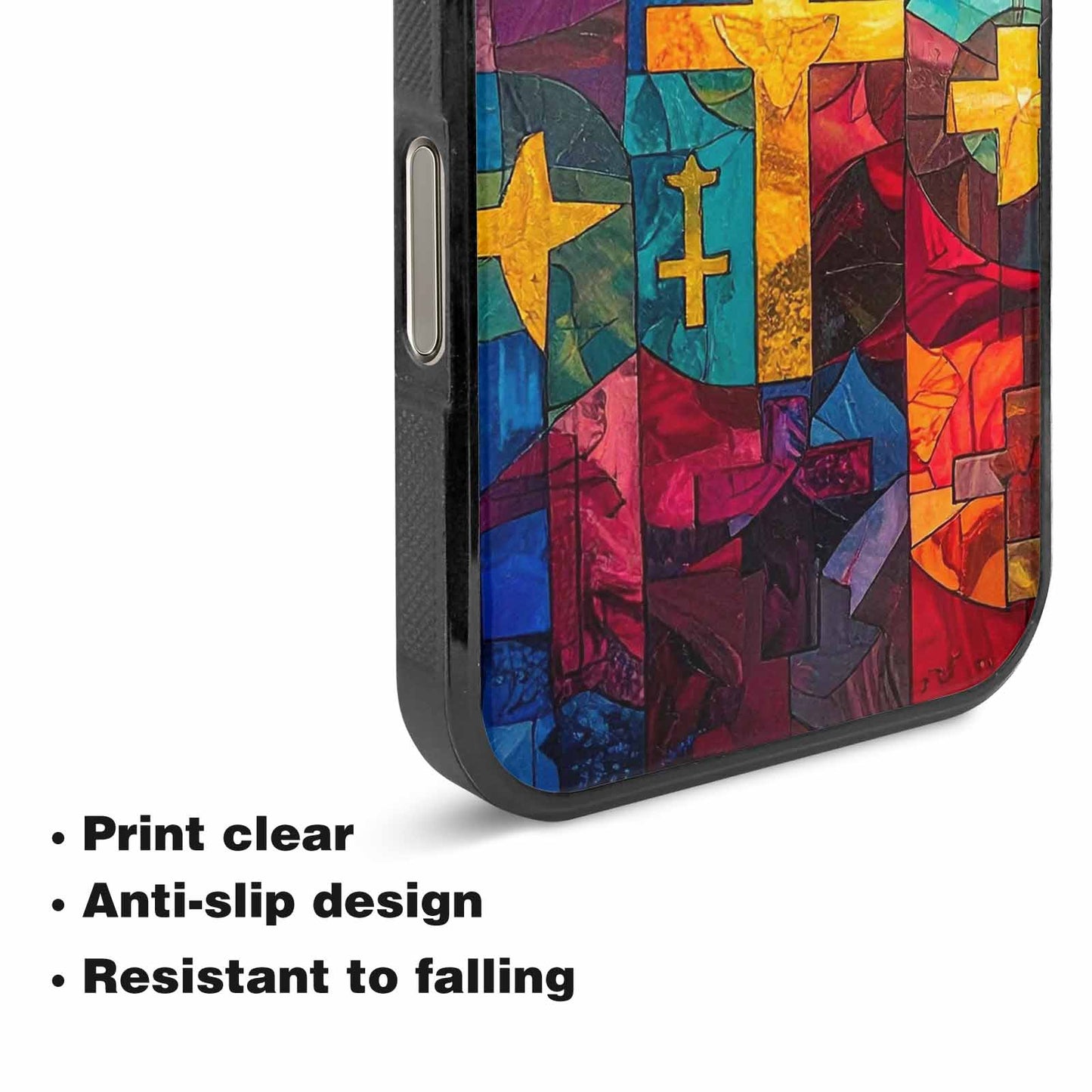 iPhone 16 Pro Max Case — Faith Cross And Faith Icons Pattern, Personalized Phone Case