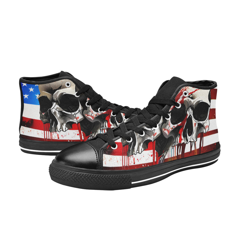 MEN'S Patriotic Skulls Men’S High Top Canvas Dreamcore Custom Shoes