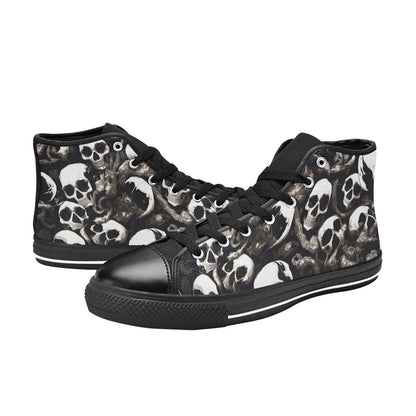 WOMEN'S Lots Skulls High Top Canvas Wallpaper Art Sneakers