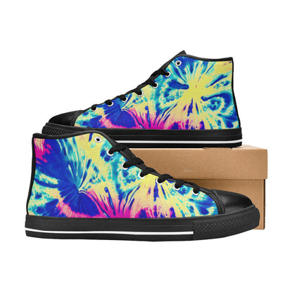 WOMEN'S Tie Dye Splash Retro High Top Canvas Wallpaper Art Sneakers