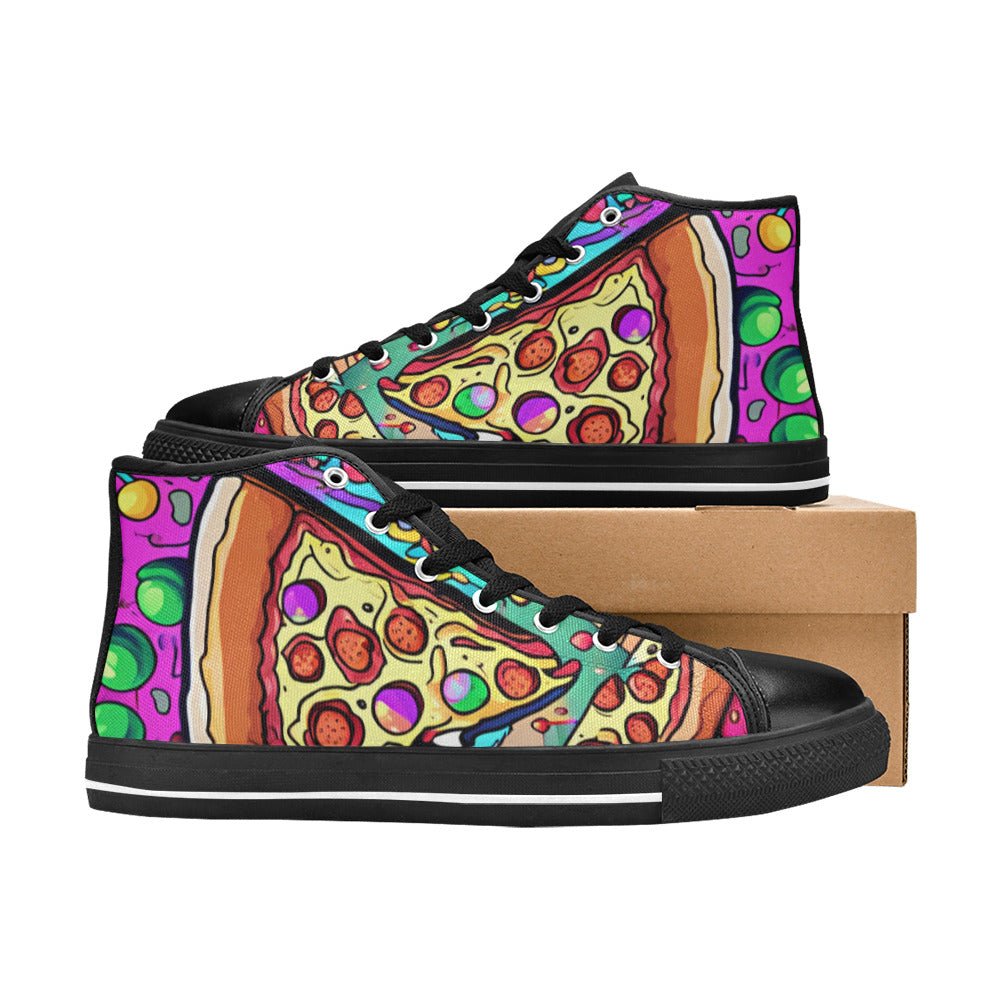 MEN'S Pizza Fantasy Artwork Design High Top Canvas Y2K Custom Sneakers