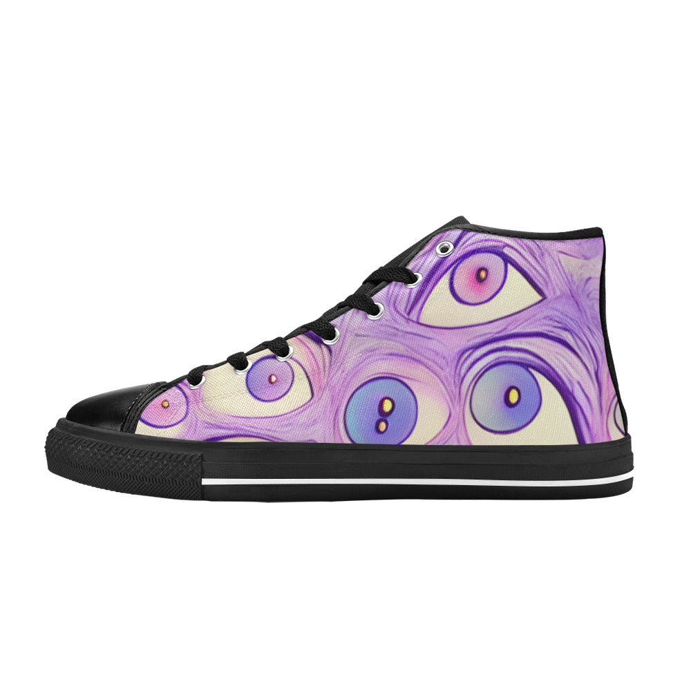 WOMEN'S Cc Wall Eyes Trippy High Top Canvas Surreal Custom Sneakers