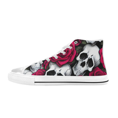 WOMEN'S Cc Skulls & Roses High Top Canvas Grunge Sneakers