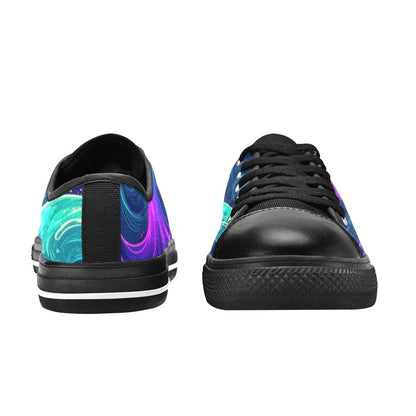 MEN'S Glowing Ocean Swirls Low Top Canvas Vibrant Chaos Custom Sneakers