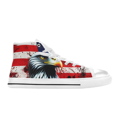 MEN'S Patriotic Eagle Distressed Men’S High Top Canvas Grunge Custom Sneakers
