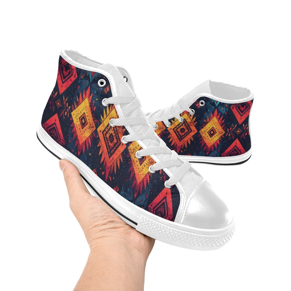 Wild Tribal Ripple 2 Women's High Top Canvas Shoes