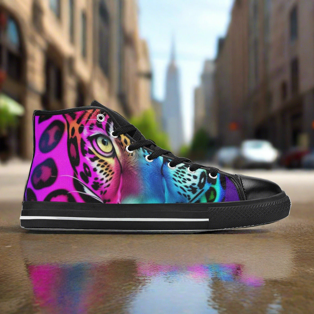 Wolf Magenta Gold Vivid Bold Art - Freaky Shoes