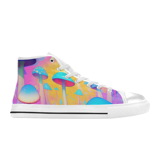 WOMEN'S Cc Mushroom Art 3 High Top Canvas Grunge Sneakers