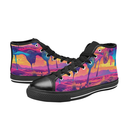 WOMEN'S Surrealist Dreamscape Pattern, Melting High Top Canvas Aesthetic Custom Shoes