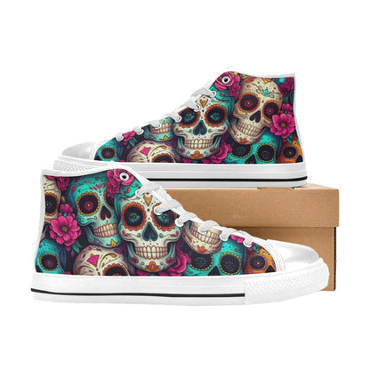 WOMEN'S Dia De Los Muertos High Top Canvas Vivid Shoes