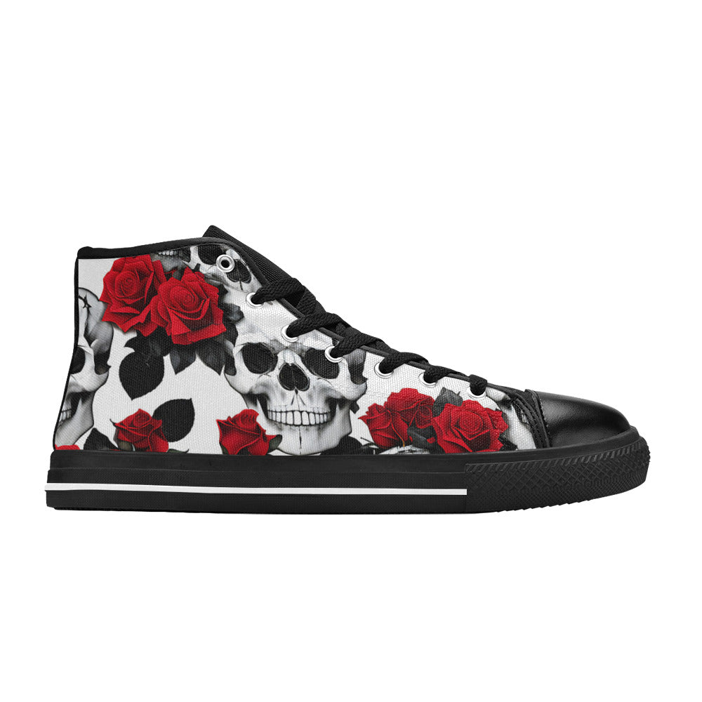 MEN'S Skulls Roses Deluxe 7 High Top Canvas Neon Fantasy Custom Shoes