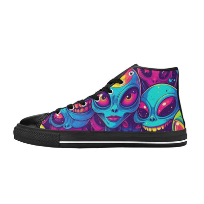 MEN'S Alien UFO Cartoon High Top Canvas Neon Fantasy Custom Sneakers