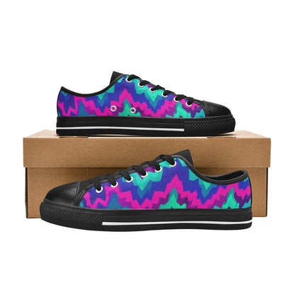 KIDS' Psychedelic Chevron Vortex Low Top Canvas Grunge Sneakers