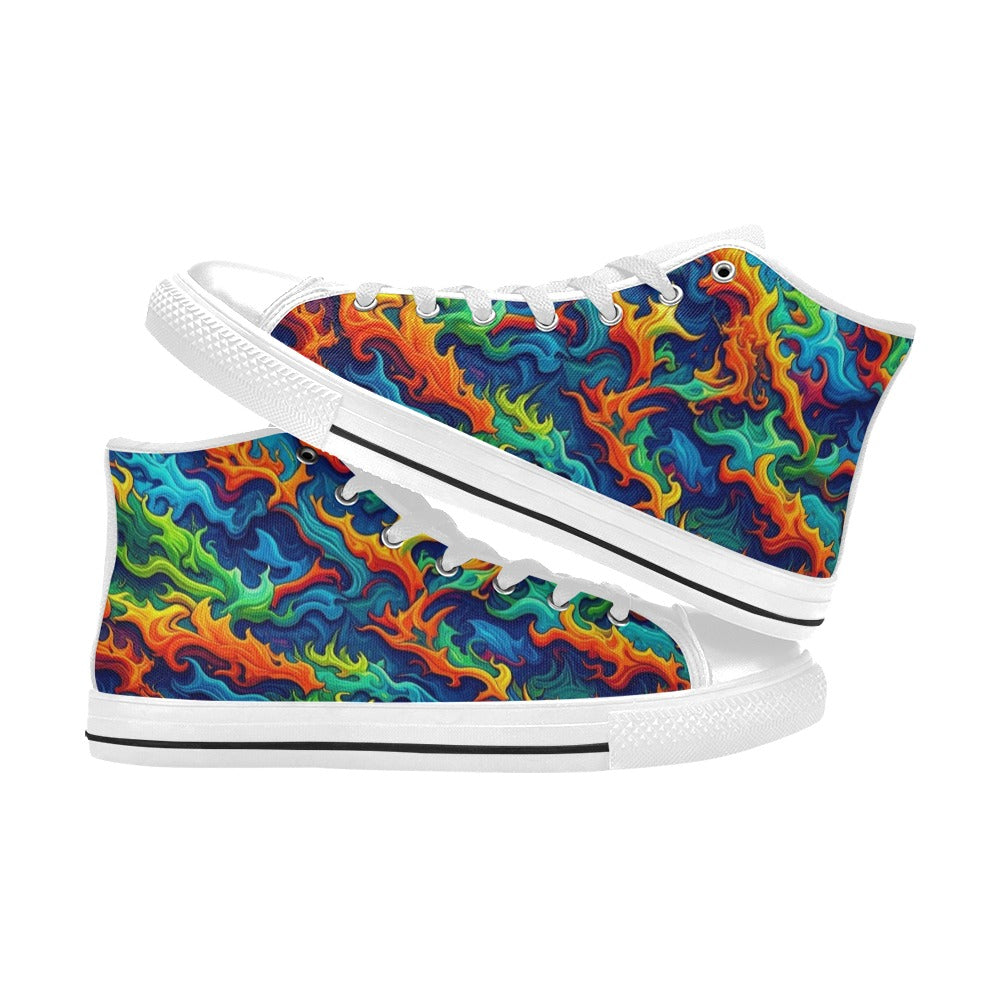 MEN'S Psychedelic Camo Rhythm High Top Canvas Cottagecore Custom Shoes