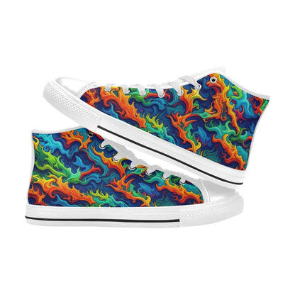 MEN'S Psychedelic Camo Rhythm High Top Canvas Cottagecore Custom Shoes