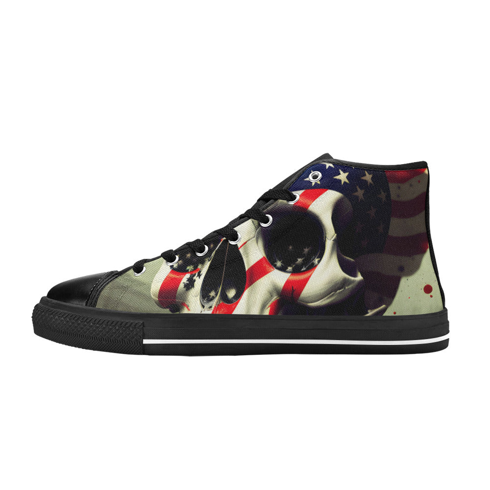 MEN'S Patriotic Skull Flag Men’S High Top Canvas Vivid Shoes
