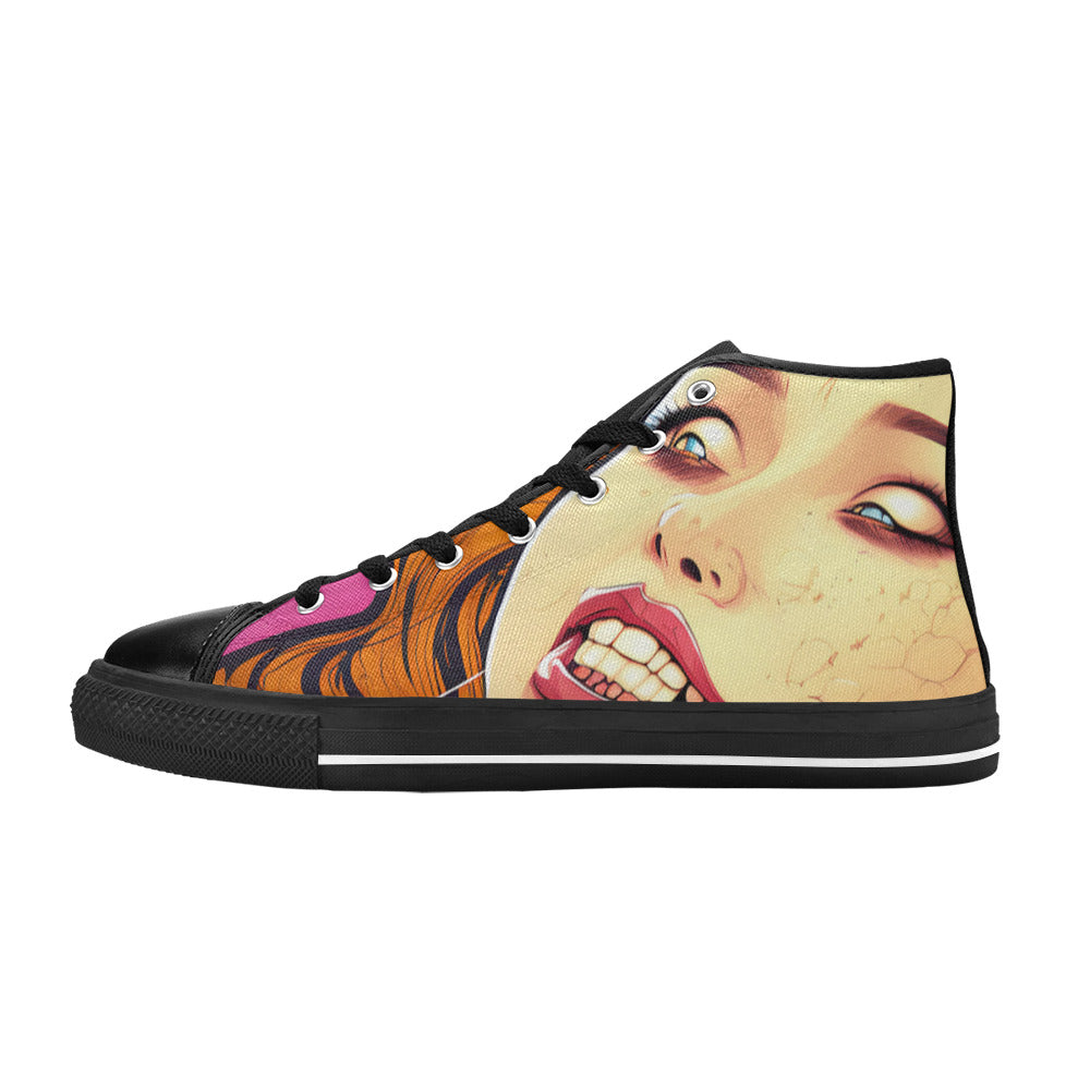 MEN'S Cc Retro Woman Face High Top Canvas Dark Academia Shoes