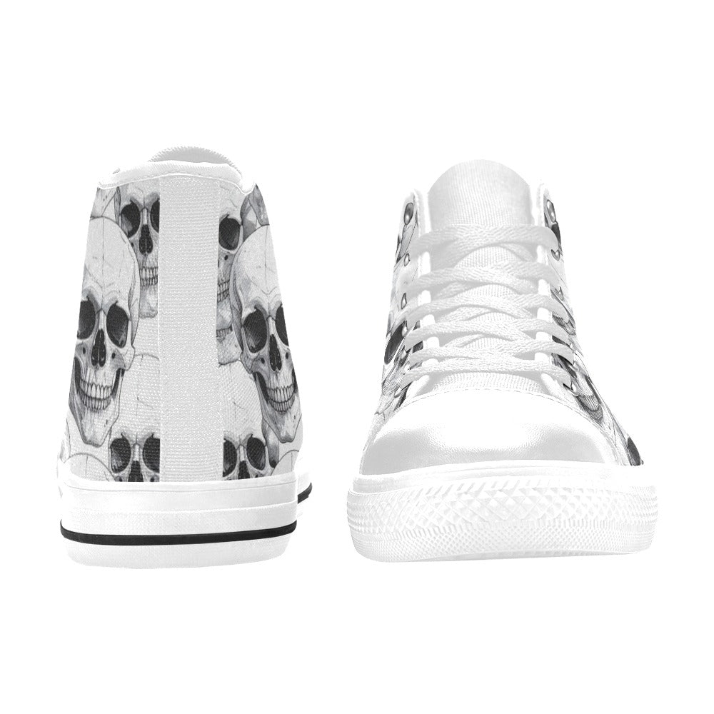 MEN'S Clean Skull Line Art High Top Canvas Wallpaper Art Custom Shoes