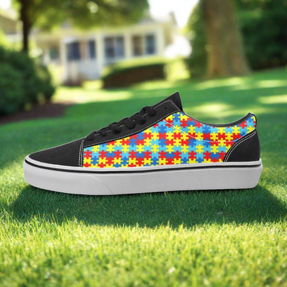 Women's Autism Awareness custom low-top canvas shoes — wearable art by Freaky Shoes