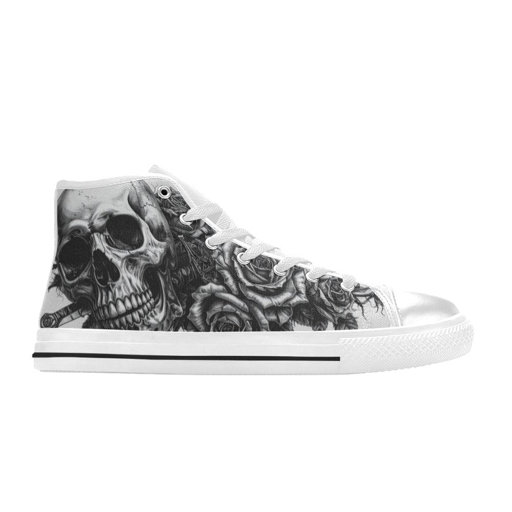 Skull Dark Gothic Art Men's High Top Canvas Shoes | Freaky Shoes®