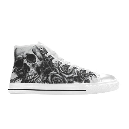 Skull Dark Gothic Art Men's High Top Canvas Shoes | Freaky Shoes®