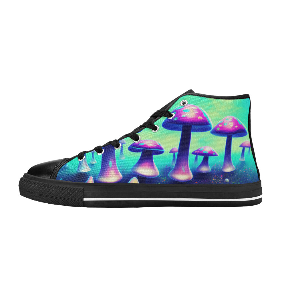 WOMEN'S Colorful Mushrooms Art Vibe High Top Canvas Dreamcore Custom Shoes