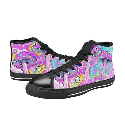 MEN'S Magic Mushrooms Art 3 High Top Canvas Wallpaper Art Sneakers
