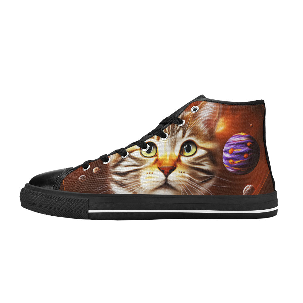MEN'S Cc Space Cat Men’S High Top Canvas Wallpaper Art Custom Shoes