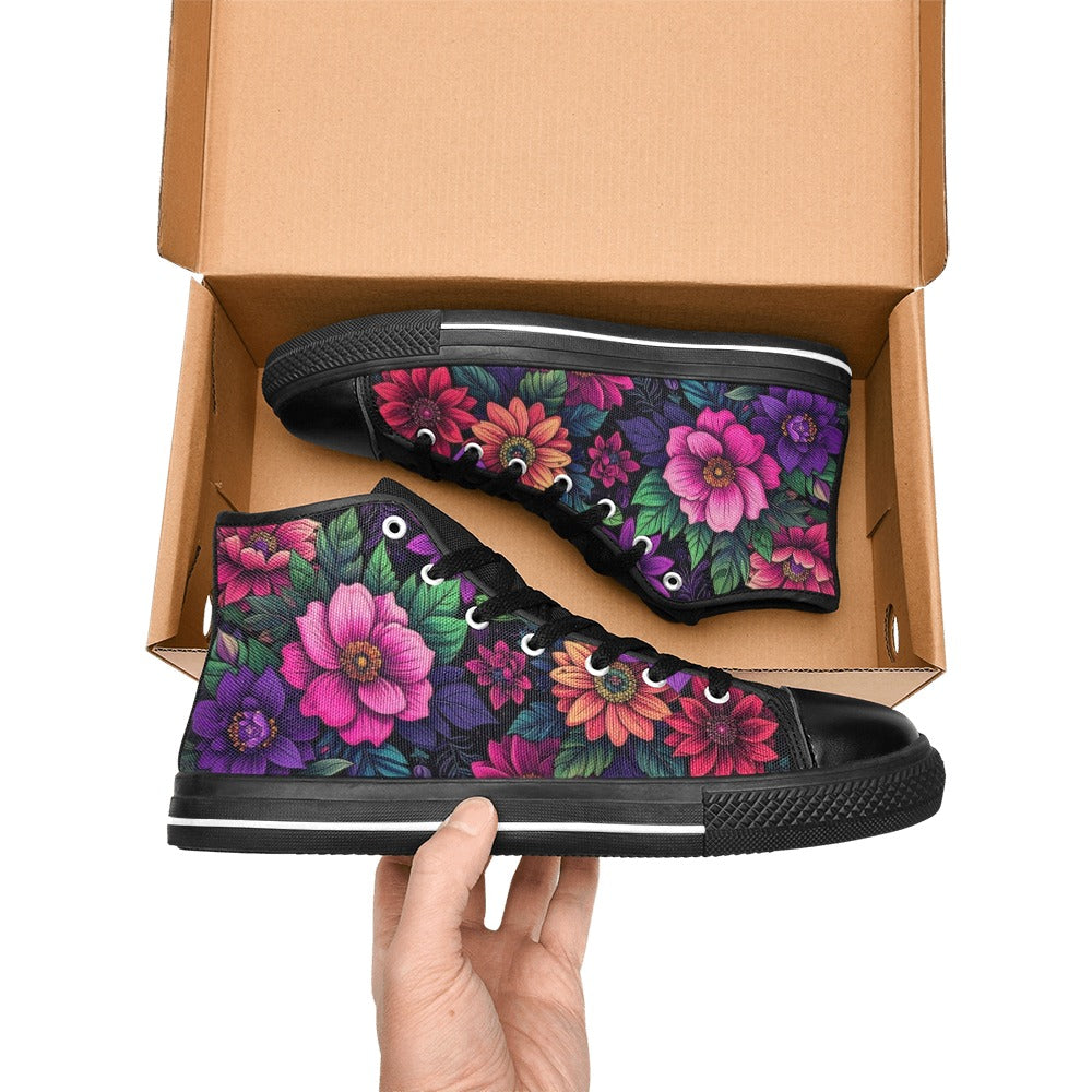 MEN'S Trippy Floral Chaos High Top Canvas Surreal Shoes