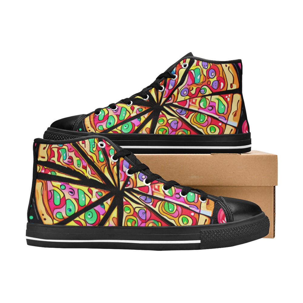 MEN'S Pizza Fantasy Art Men’S High Top Canvas Vivid Custom Sneakers