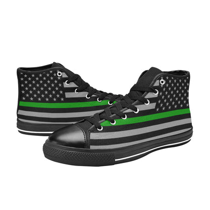 WOMEN'S Thin Green Line Flag High Top Canvas Dark Academia Custom Shoes