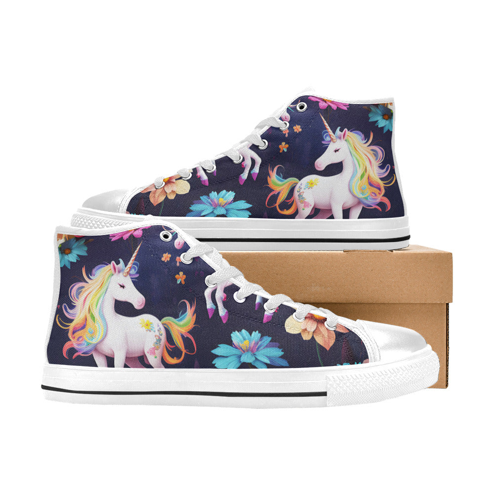 WOMEN'S Unicorns Please 2 High Top Canvas Y2K Custom Sneakers