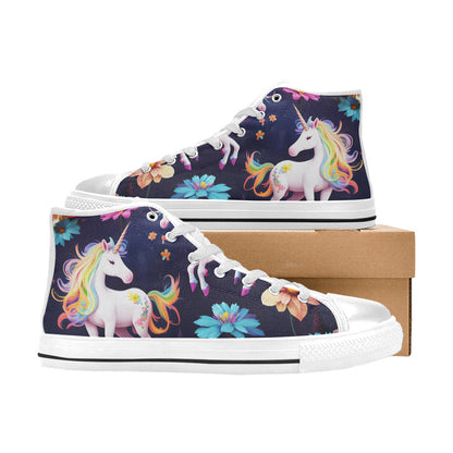 WOMEN'S Unicorns Please 2 High Top Canvas Y2K Custom Sneakers