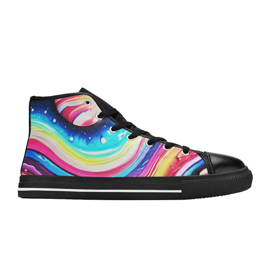WOMEN'S Acrylic Colorful Galaxy Arts High Top Canvas Wallpaper Art Custom Sneakers