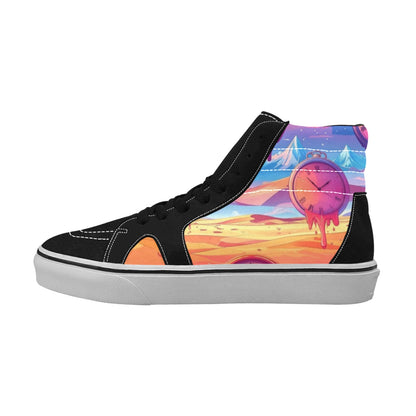 MEN'S Surrealist Dreamscape Pattern, Melting High Top Skateboarding Y2K Custom Sneakers