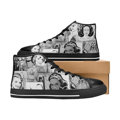 WOMEN'S Cc Pop Art 2 High Top Canvas Dark Academia Custom Sneakers