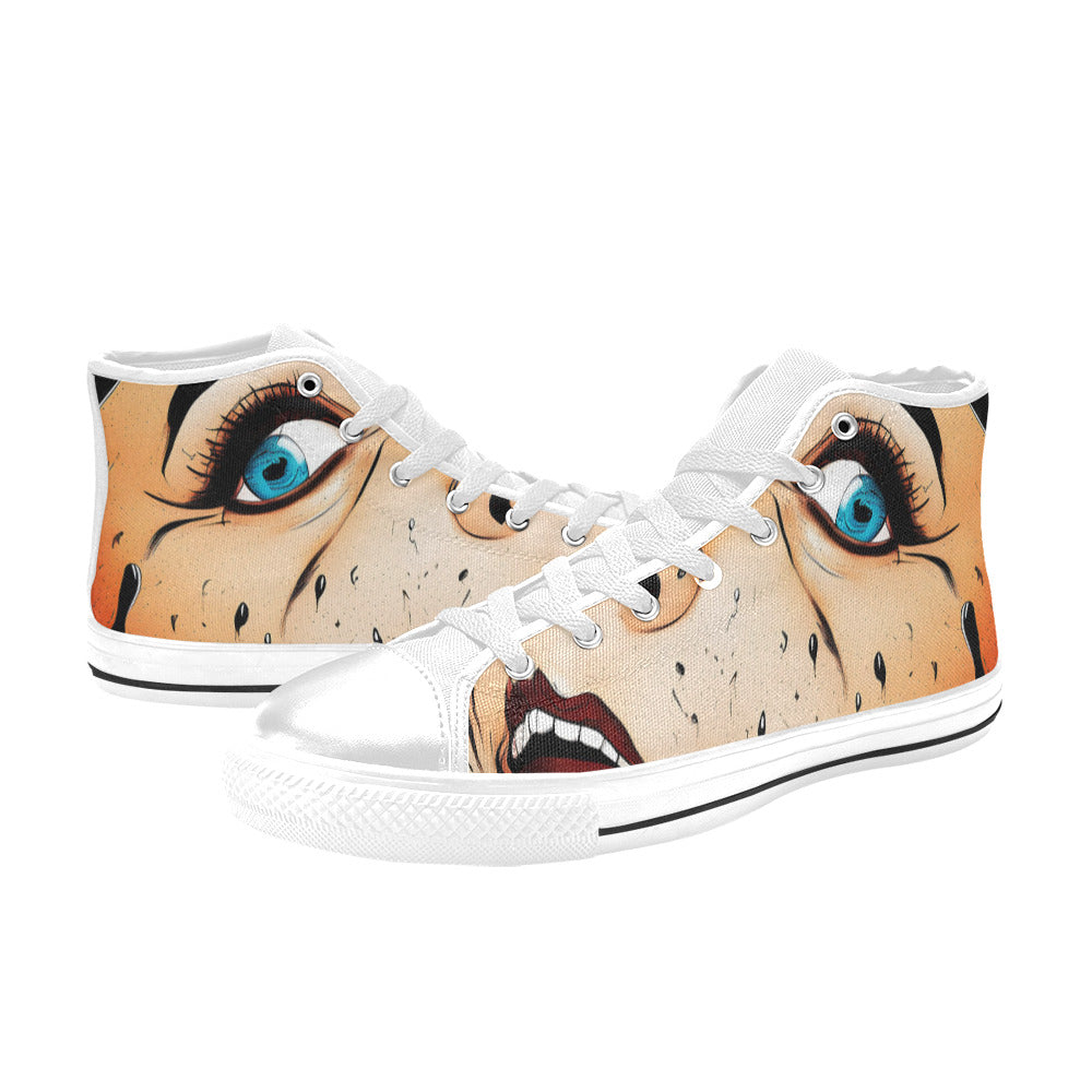WOMEN'S Cc Pop Art 3 High Top Canvas Neon Fantasy Sneakers