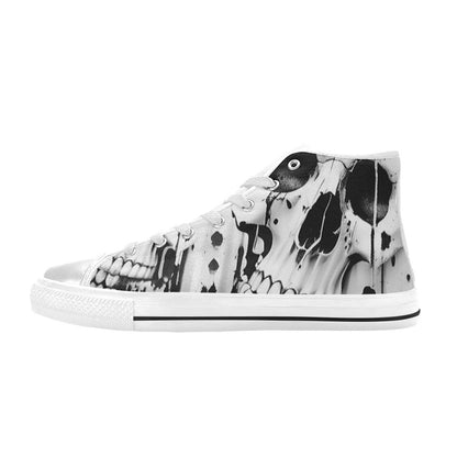 MEN'S Cc Grey Skull Art High Top Canvas Neon Fantasy Custom Shoes
