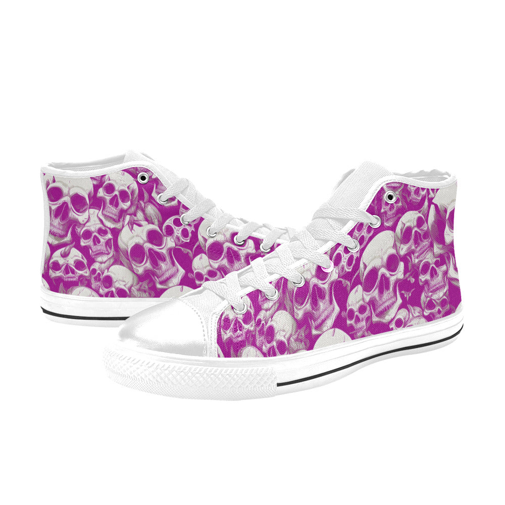 MEN'S Skulls Mania Purple Men’S High Top Canvas Wallpaper Art Shoes