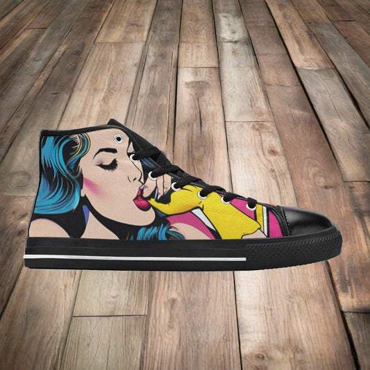 Cyberpunk Crimson Black Unique WOMEN Bold Art - Freaky Shoes | Custom Art Sneakers