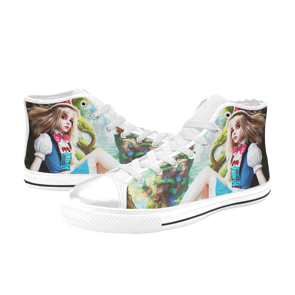 MEN'S Acid Creepy Wonderland Psychedelic High Top Canvas Surreal Custom Sneakers