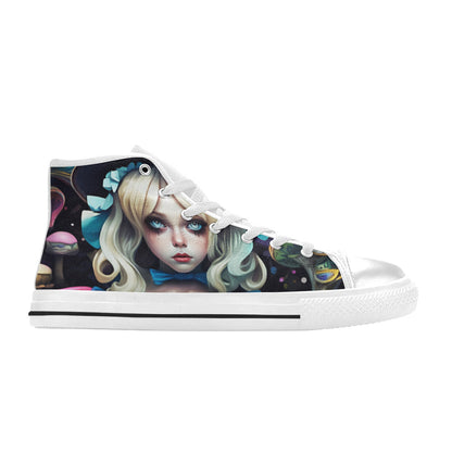 MEN'S Creepy Art Trippy Wonderland High Top Canvas Wallpaper Art Shoes