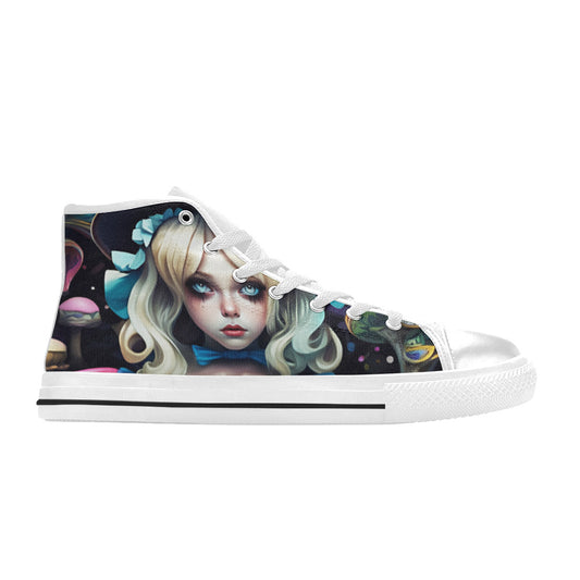 MEN'S Creepy Art Trippy Wonderland High Top Canvas Wallpaper Art Shoes